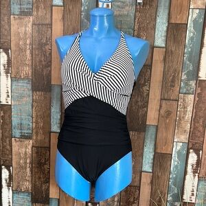 Striped Black and White Swimsuit